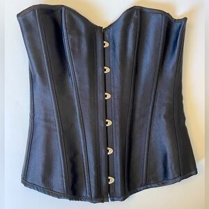 Black satin boned cincher corset size small